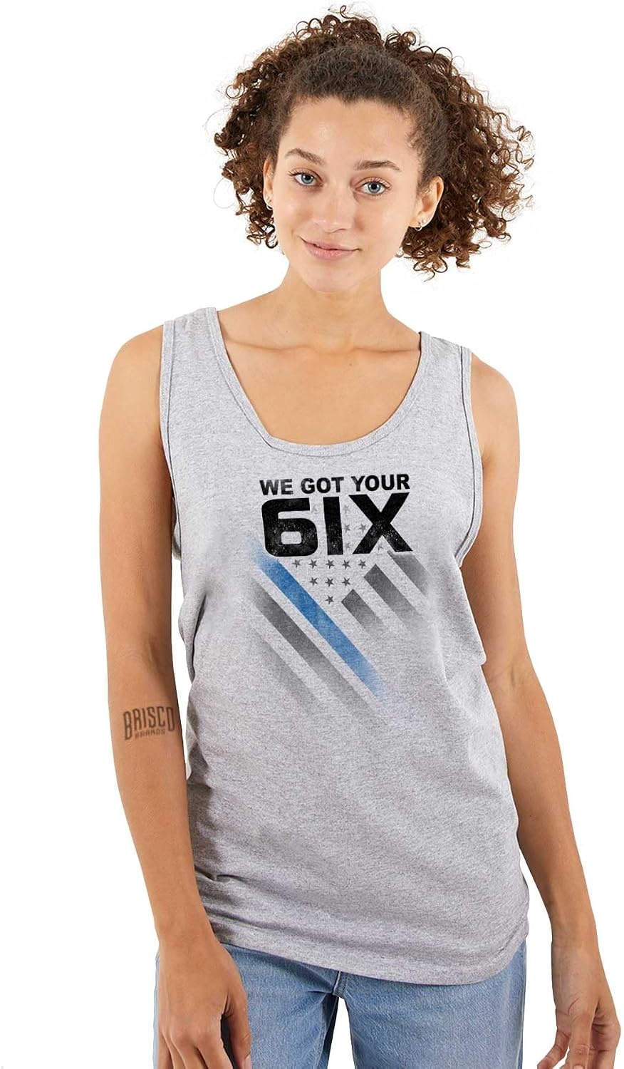 image:imageBrisco Brands We Got Your Six Blue Line USA Flag Tank Top T Shirts Men Women