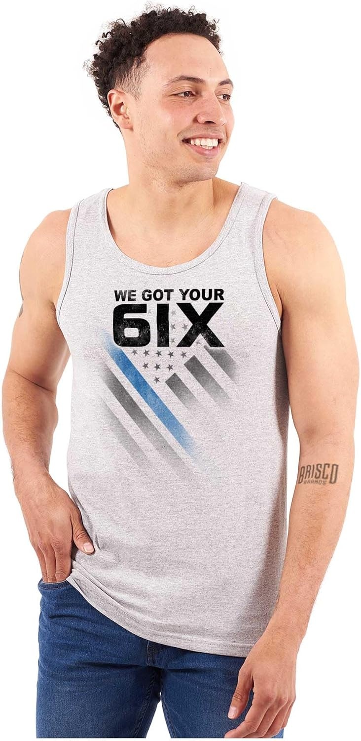 image:imageBrisco Brands We Got Your Six Blue Line USA Flag Tank Top T Shirts Men Women