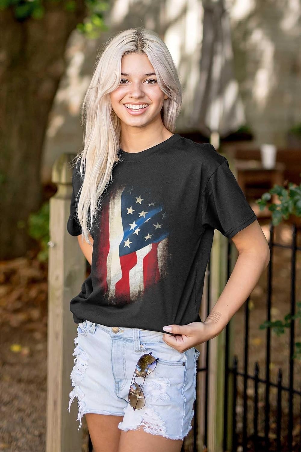 image:imageClassic Teaze Patriotic American USA Flag Americana Graphic T Shirt Men or WomenBlack