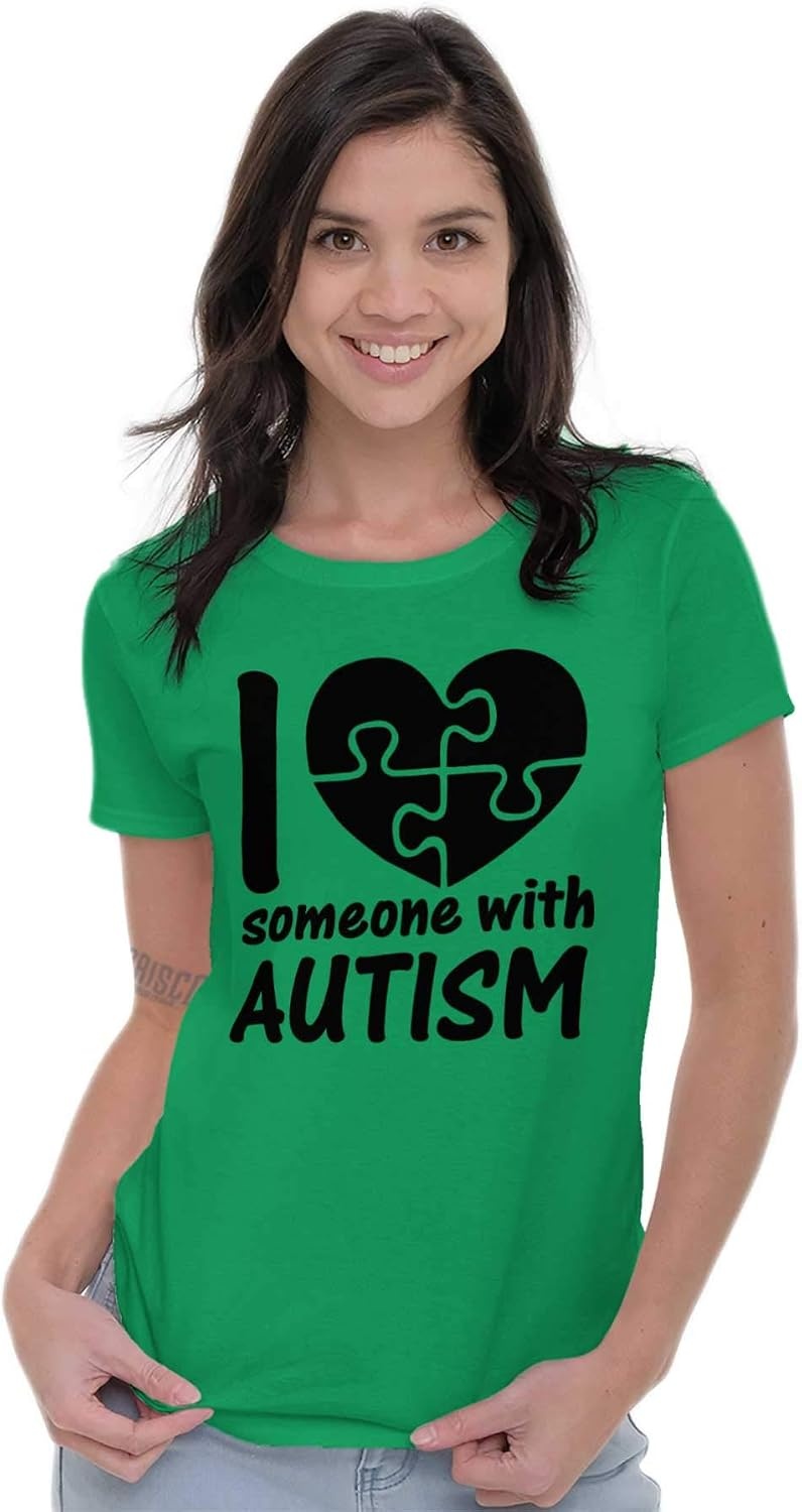 image:imageI Love Someone with Autism Puzzle Womens Slim Fit Graphic Tee Irish Green