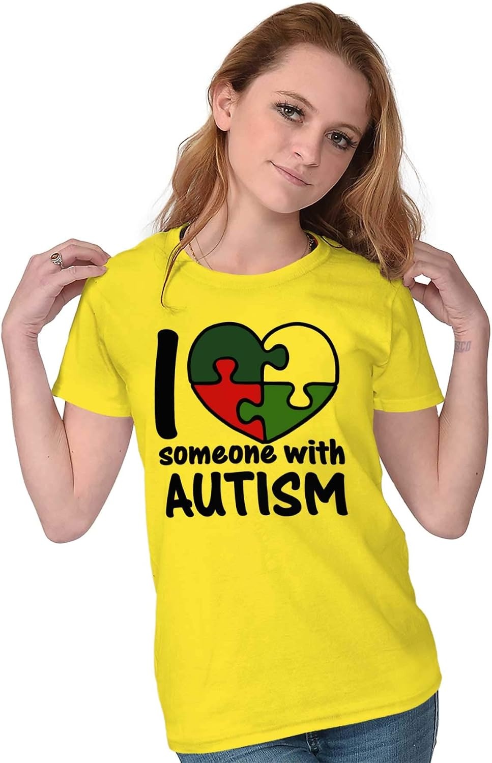 image:imageI Love Someone with Autism Puzzle Womens T Shirt Ladies Tee Daisy