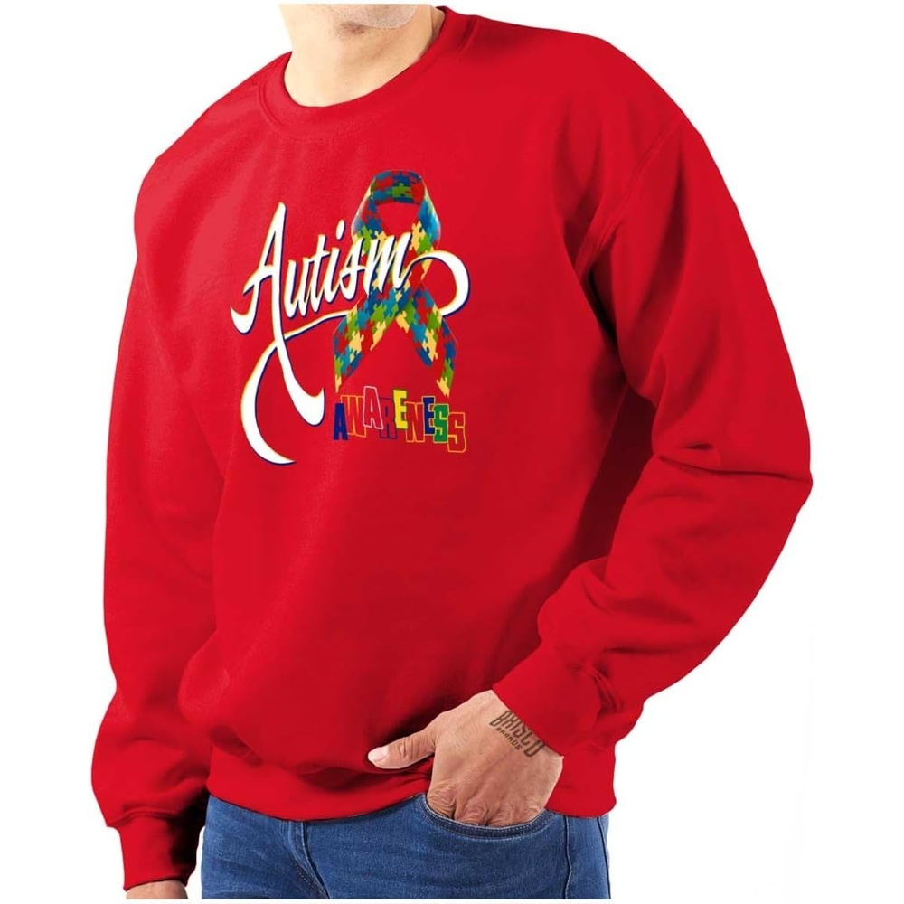 image:imageBrisco Brands Autism Awareness Disabled Autistic Sweatshirt for Men or WomenRed