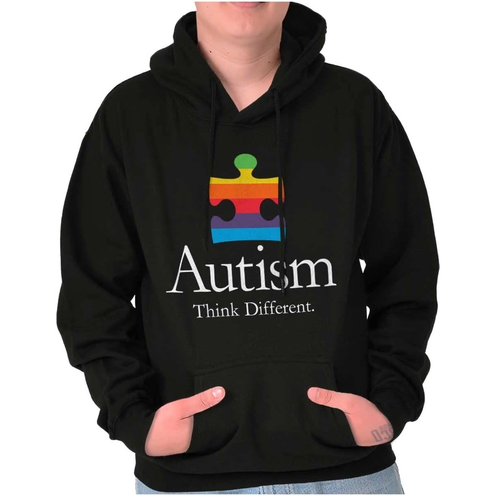 image:imageBrisco Brands Autism Puzzle Piece Think Different Hoodie Sweatshirt Women MenBlack
