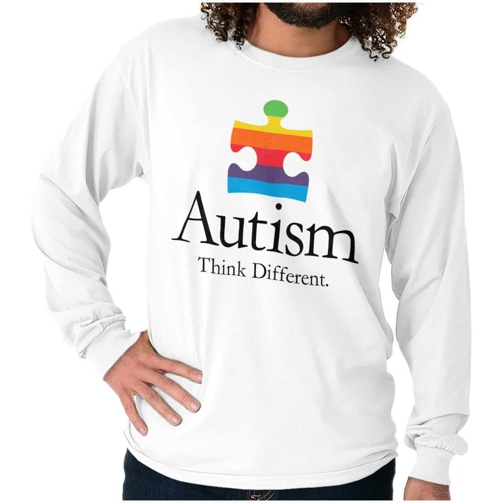 image:imageBrisco Brands Autism Puzzle Piece Think Different Long Sleeve Tshirt Men WomenWhite