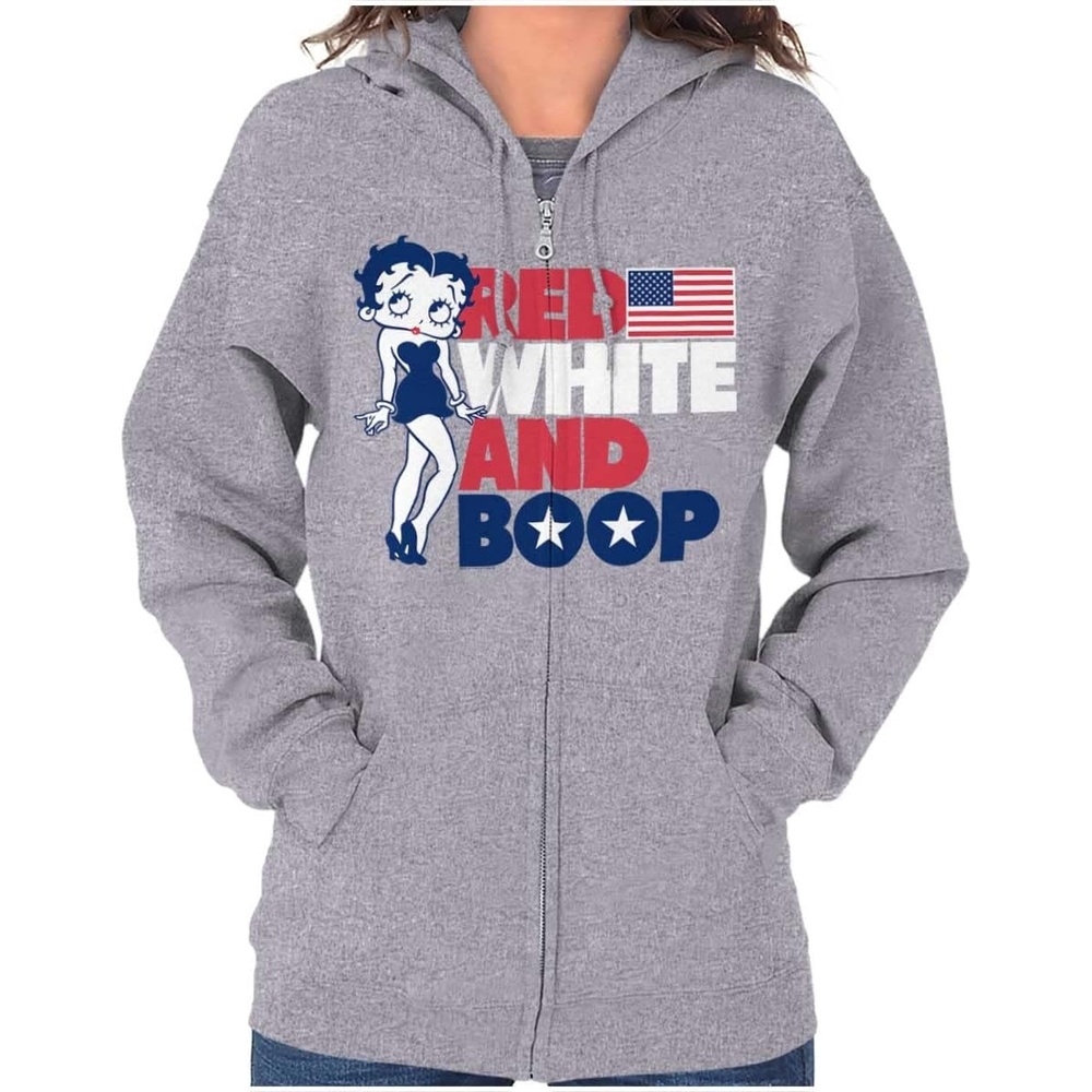 image:imageBrisco Brands Betty Boop Red White Blue Patriotic Zip Hoodie Sweatshirt Women