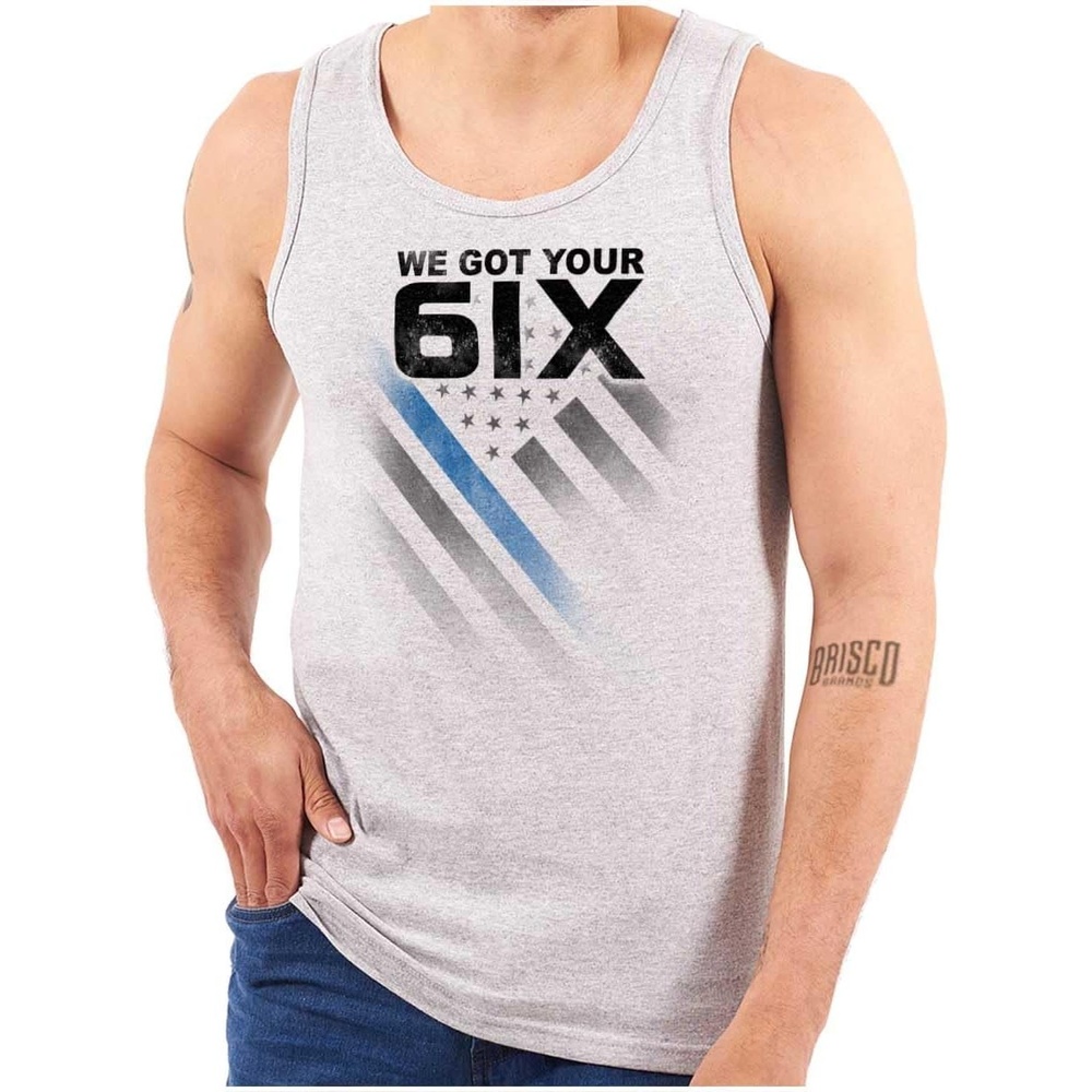 image:imageBrisco Brands We Got Your Six Blue Line USA Flag Tank Top T Shirts Men Women