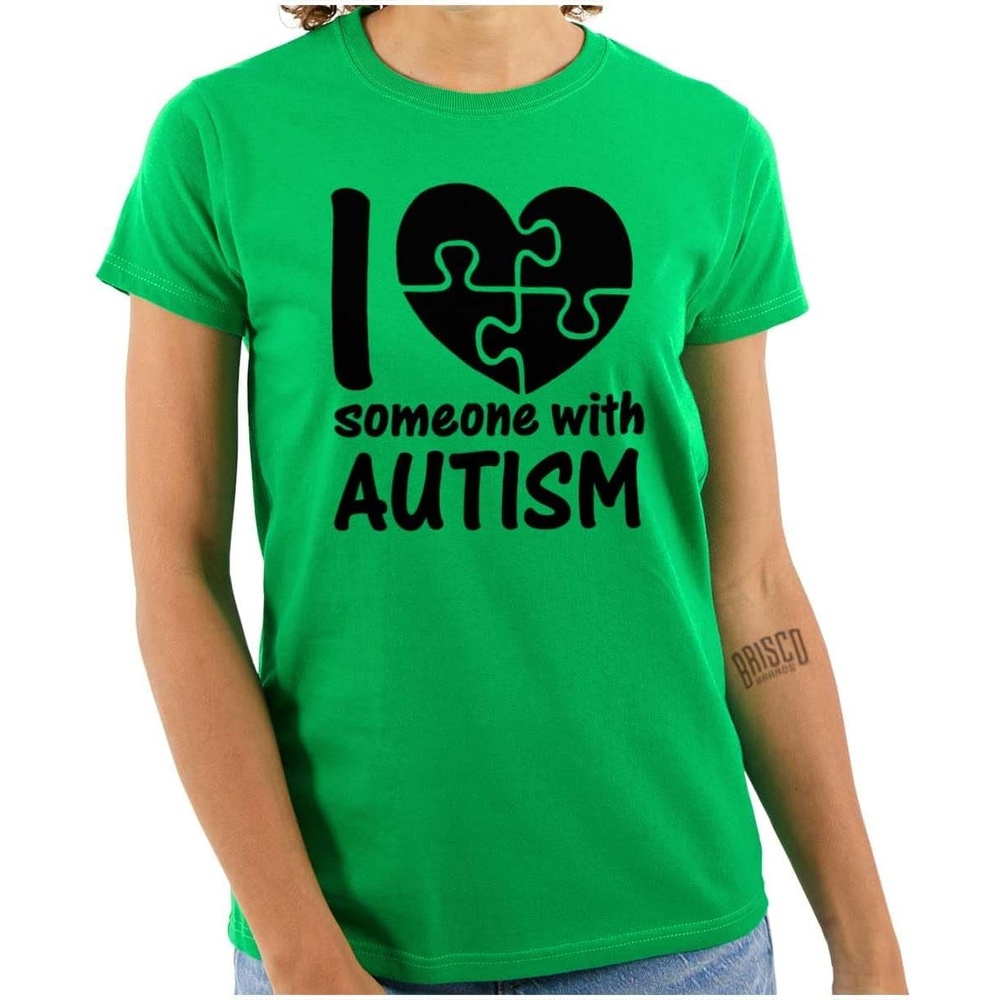 image:imageI Love Someone with Autism Puzzle Womens Slim Fit Graphic Tee Irish Green