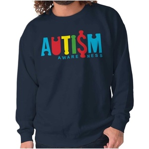 Brisco Brands Autism Awareness Advocate Puzzle Sweatshirt for Men or Women(Navy)