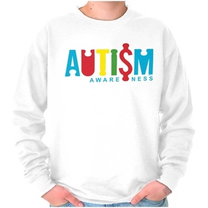 Brisco Brands Autism Awareness Advocate Puzzle Sweatshirt for Men or Women(White)