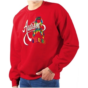 Brisco Brands Autism Awareness Disabled Autistic Sweatshirt for Men or Women(Red)
