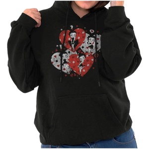 Brisco Brands Betty Boop Love Hearts And Kisses Hoodie Sweatshirt Women(Black)