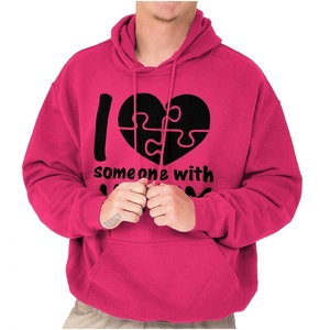 Brisco Brands I Love Someone with Autism Puzzle Hoodie Sweatshirt Women Men Heliconia