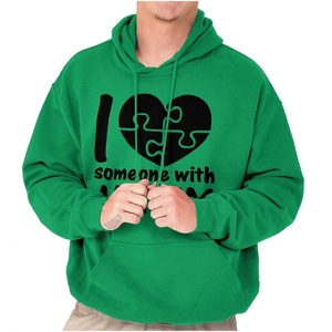 Brisco Brands I Love Someone with Autism Puzzle Hoodie Sweatshirt Women Men Irish Green