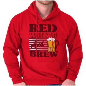 Brisco Brands Patriotic Drinking Beer Drinker Flag Hoodie Sweatshirt Women Men(Red)