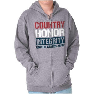 Brisco Brands US Army Patriotic Proud American Zip Up Hoodie Mens Womens(Sport Grey)