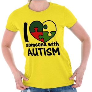 I Love Someone with Autism Puzzle Womens T Shirt Ladies Tee Daisy