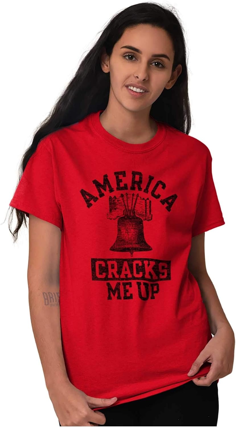 image:imageAmerica Cracks Me Up Liberty Bell USA Graphic T Shirt Men or WomenRed