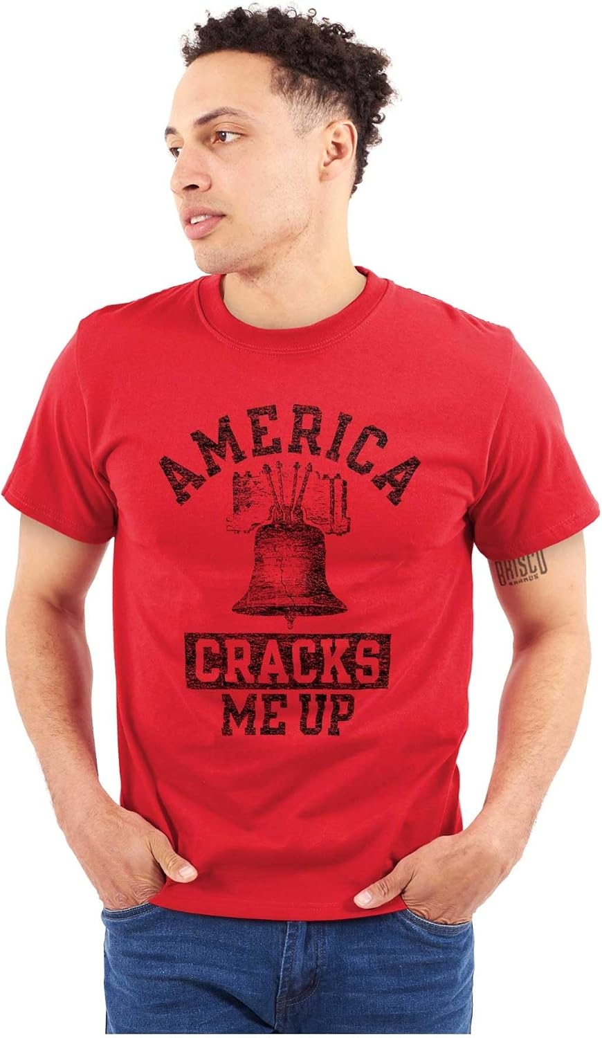 image:imageAmerica Cracks Me Up Liberty Bell USA Graphic T Shirt Men or WomenRed