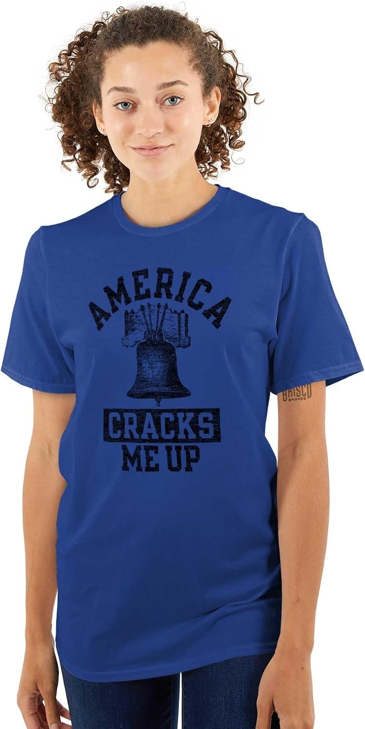 image:imageAmerica Cracks Me Up Liberty Bell USA Graphic T Shirt Men or WomenRoyal