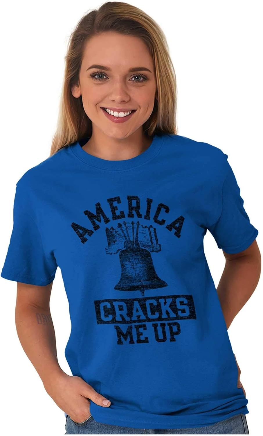 image:imageAmerica Cracks Me Up Liberty Bell USA Graphic T Shirt Men or WomenRoyal