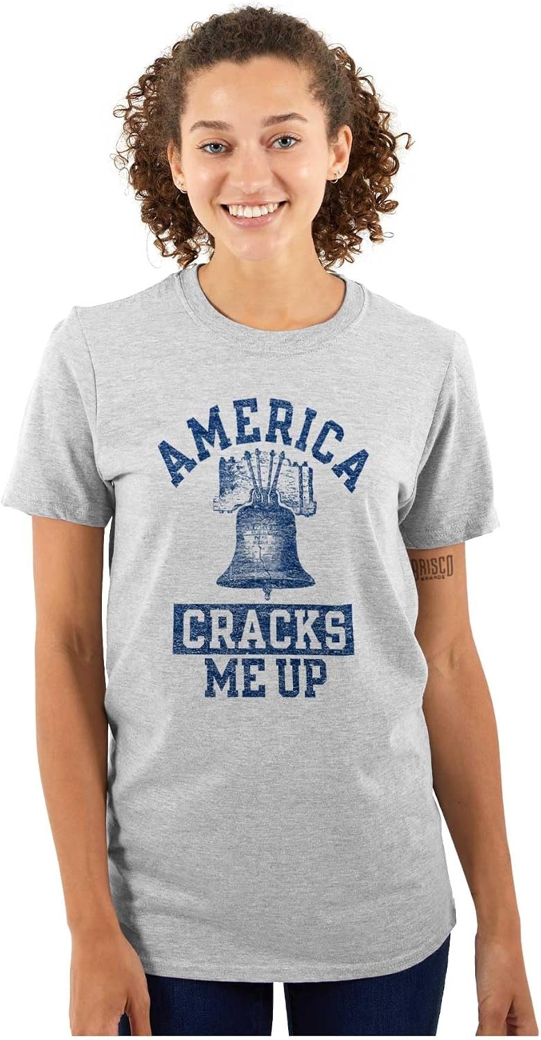 image:imageAmerica Cracks Me Up Liberty Bell USA Graphic T Shirt Men or WomenSport Grey