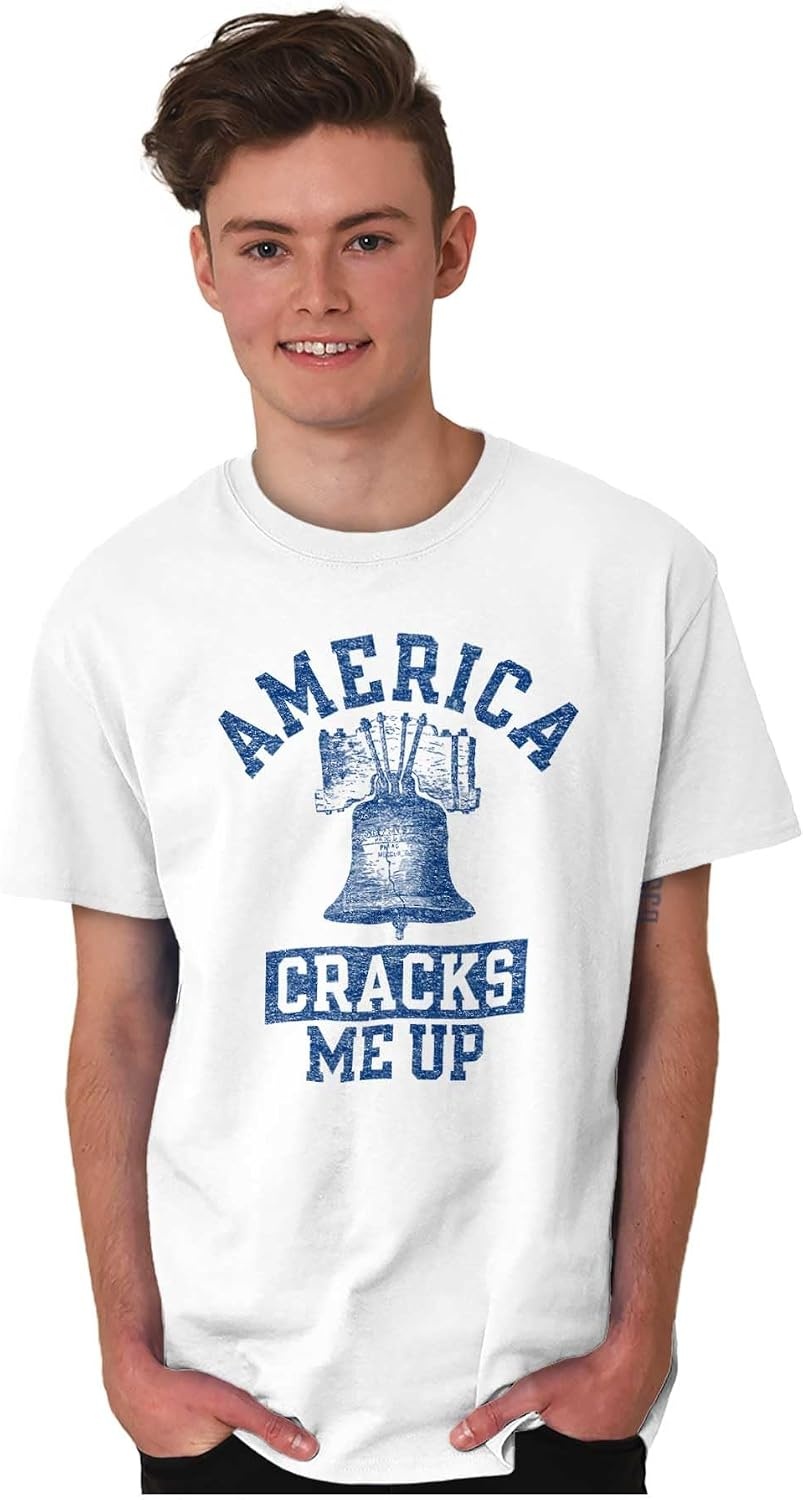 image:imageAmerica Cracks Me Up Liberty Bell USA Graphic T Shirt Men or WomenWhite