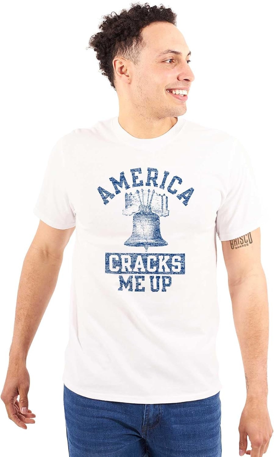 image:imageAmerica Cracks Me Up Liberty Bell USA Graphic T Shirt Men or WomenWhite