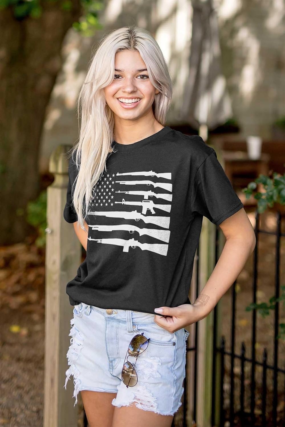 image:imageAmerican Flag Arms USA Pro 2A Rights Graphic T Shirt Men or WomenBlack