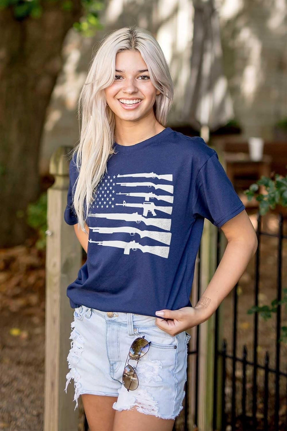 image:imageAmerican Flag Arms USA Pro 2A Rights Graphic T Shirt Men or WomenNavy