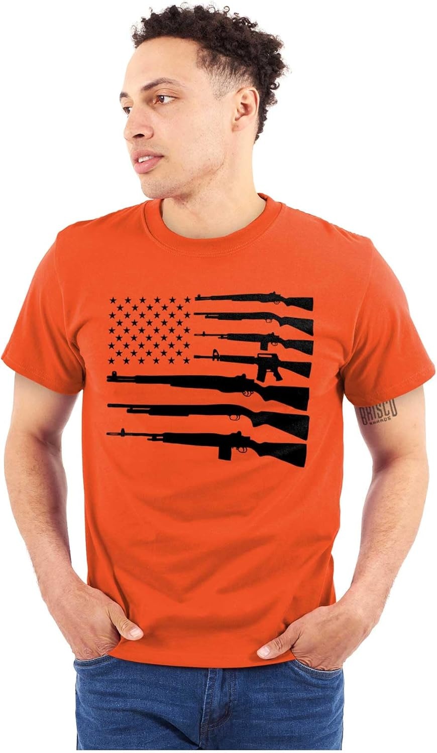 image:imageAmerican Flag Arms USA Pro 2A Rights Graphic T Shirt Men or WomenOrange
