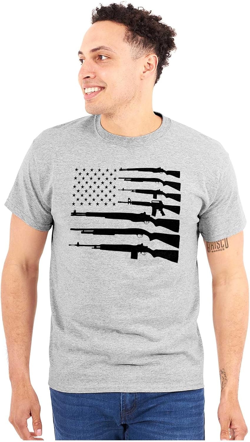 image:imageAmerican Flag Arms USA Pro 2A Rights Graphic T Shirt Men or WomenSport Grey
