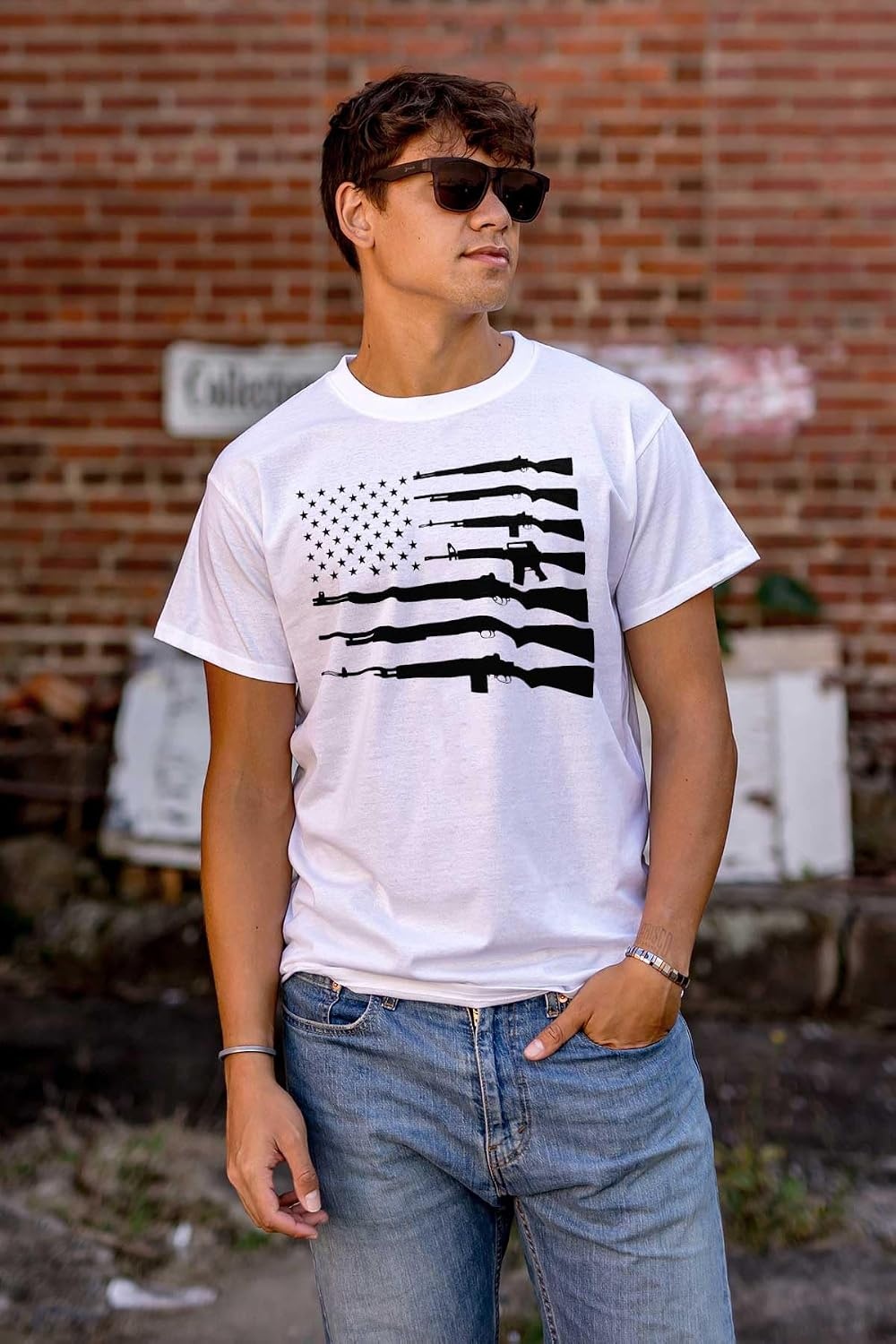 image:imageAmerican Flag Arms USA Pro 2A Rights Graphic T Shirt Men or WomenWhite