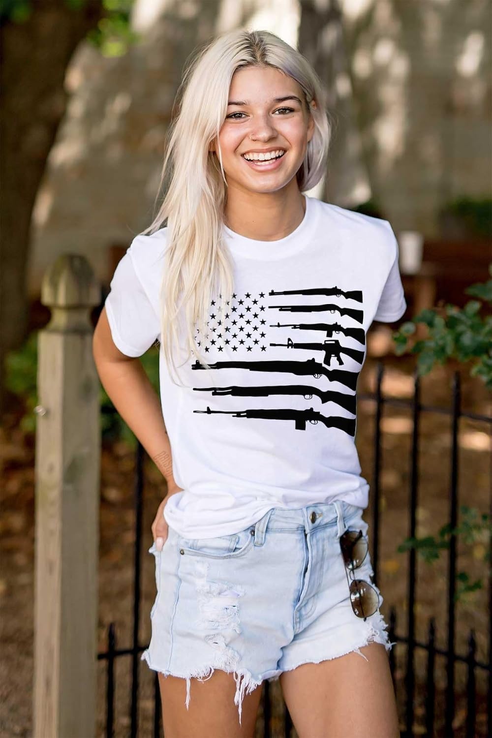 image:imageAmerican Flag Arms USA Pro 2A Rights Graphic T Shirt Men or WomenWhite