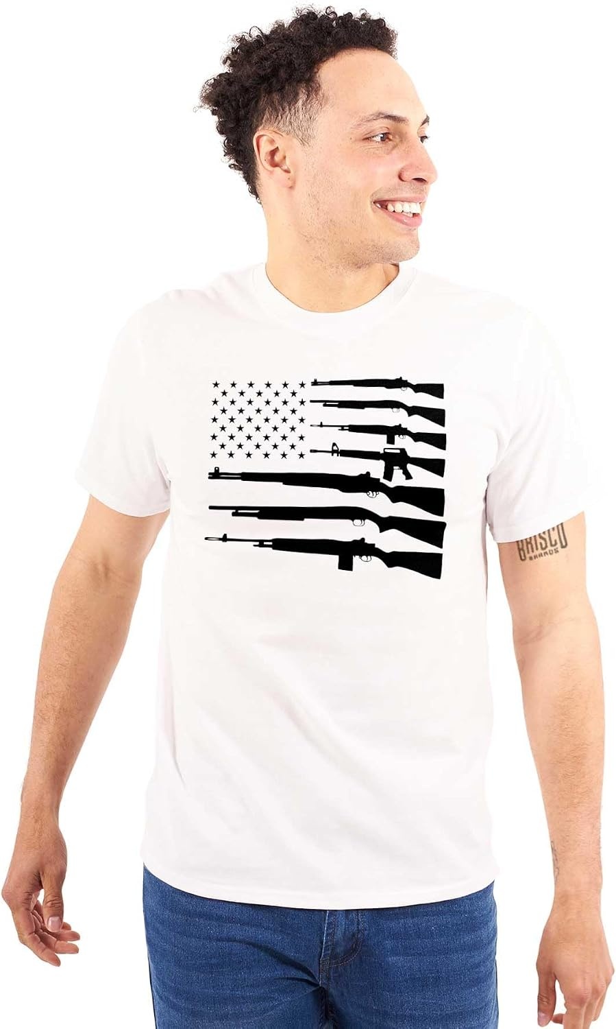 image:imageAmerican Flag Arms USA Pro 2A Rights Graphic T Shirt Men or WomenWhite