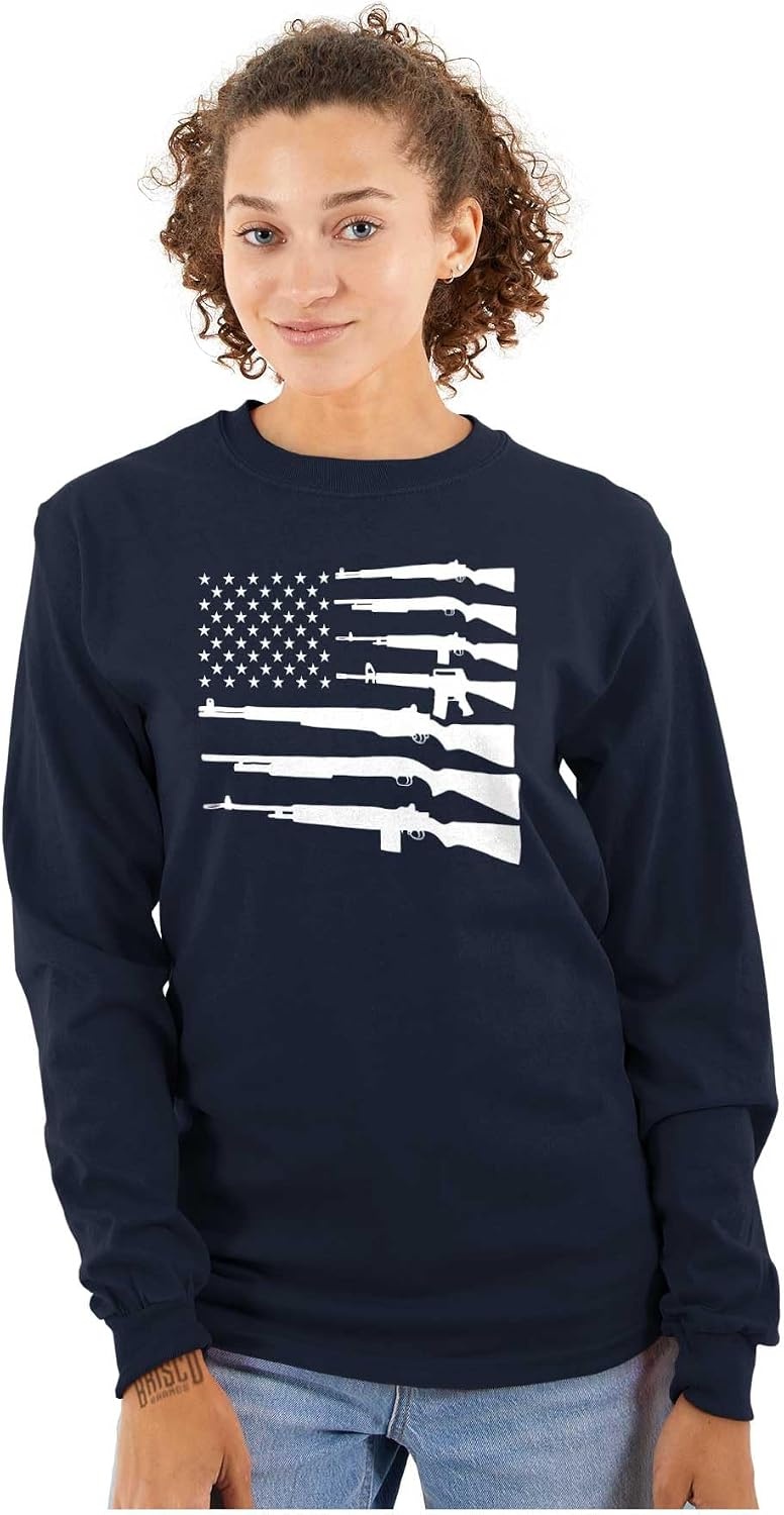 image:imageAmerican Flag Arms USA Pro 2A Rights Long Sleeve Tshirt Men WomenNavy