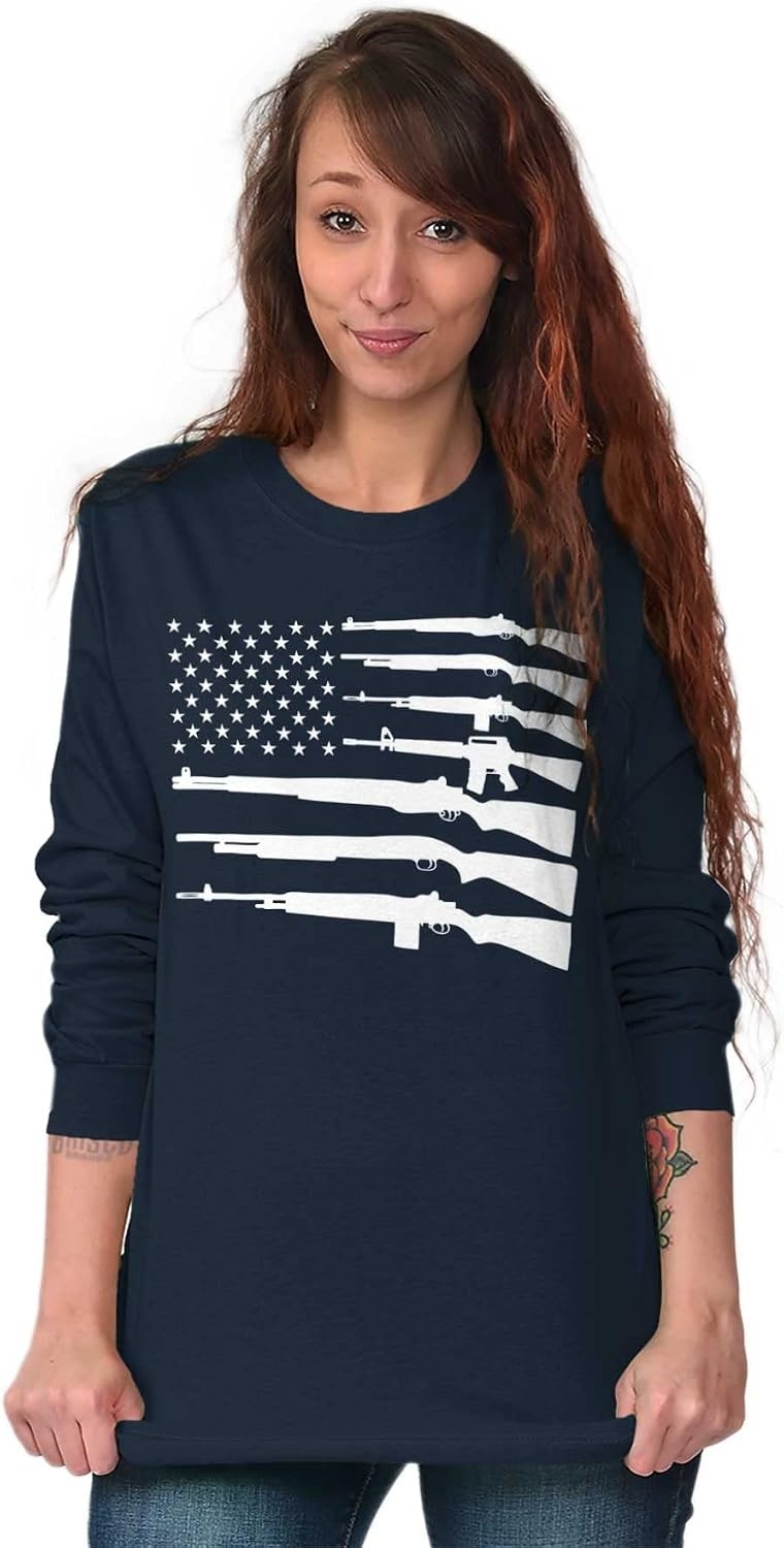 image:imageAmerican Flag Arms USA Pro 2A Rights Long Sleeve Tshirt Men WomenNavy