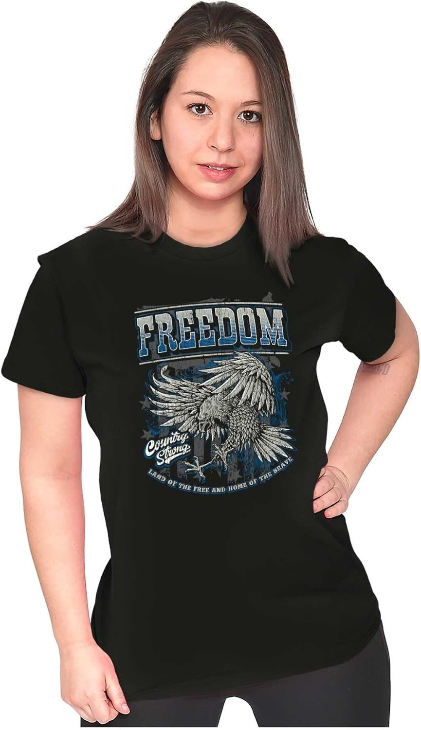 image:imageAmerican Pride Brave Freedom Eagle Womens Slim Fit Graphic TeeBlack