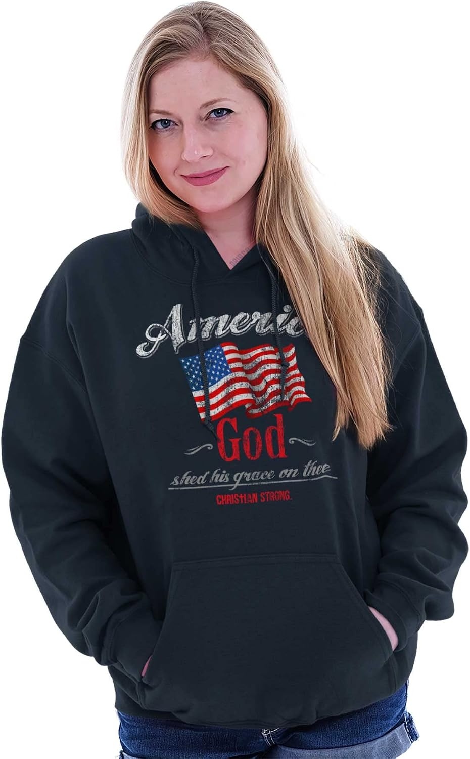 image:imageBrisco Brands America God Shed Grace On Thee Hoodie Sweatshirt Women MenNavy