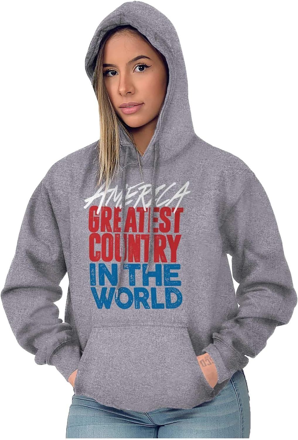 image:imageBrisco Brands America Greatest Country in the World Hoodie Sweatshirt Women MenSport Grey