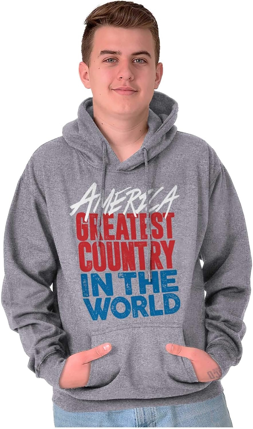 image:imageBrisco Brands America Greatest Country in the World Hoodie Sweatshirt Women MenSport Grey