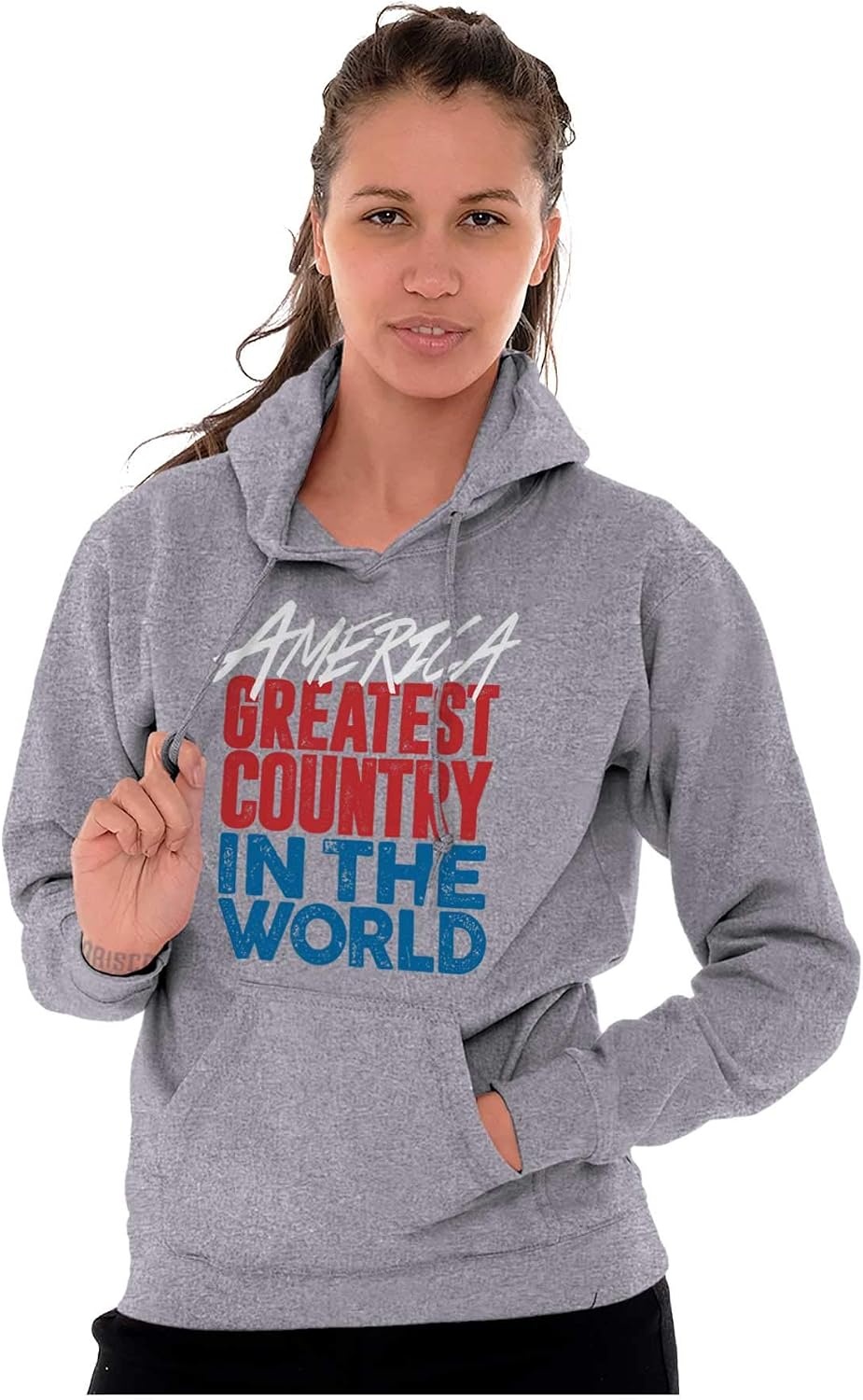 image:imageBrisco Brands America Greatest Country in the World Hoodie Sweatshirt Women MenSport Grey