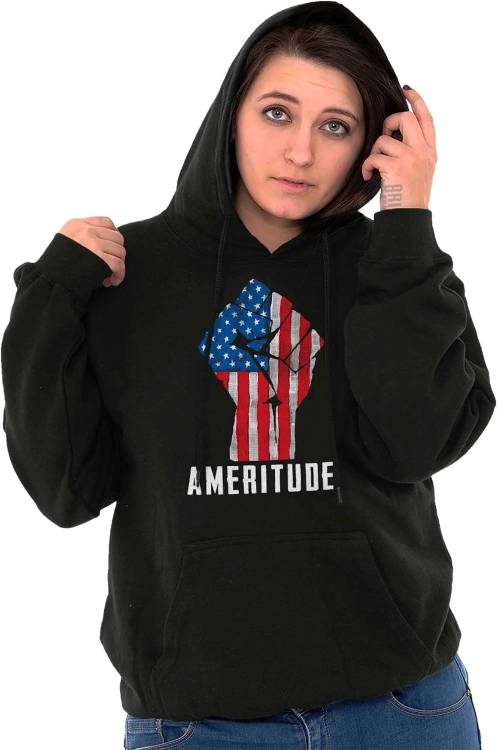 image:imageBrisco Brands American Attitude Rebel Patriot Hoodie Sweatshirt Women MenBlack