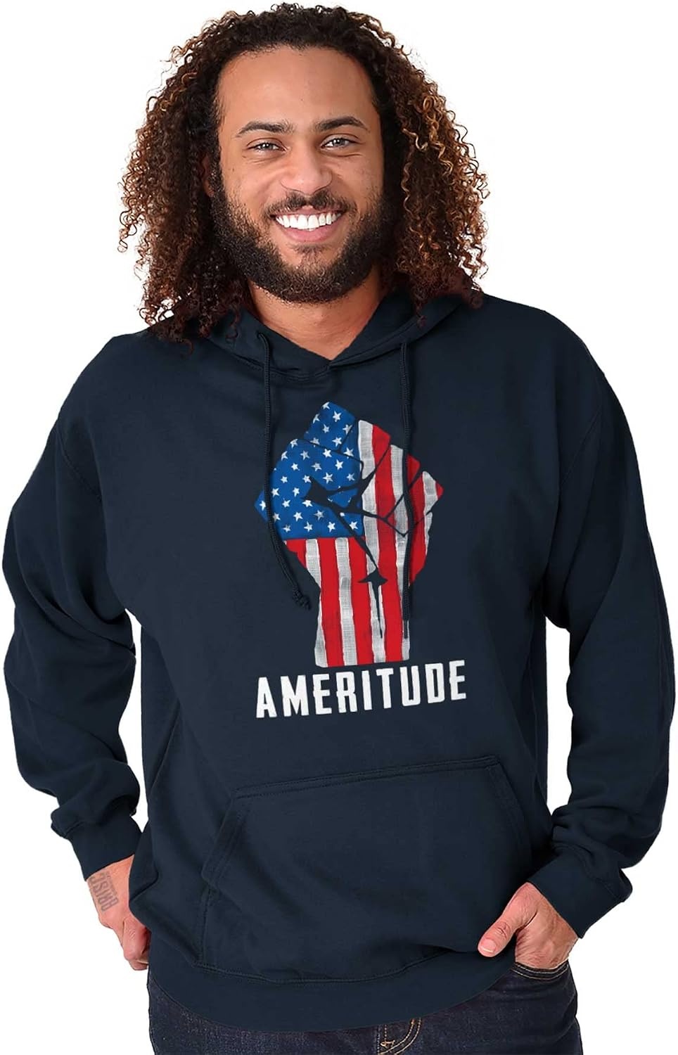 image:imageBrisco Brands American Attitude Rebel Patriot Hoodie Sweatshirt Women MenNavy