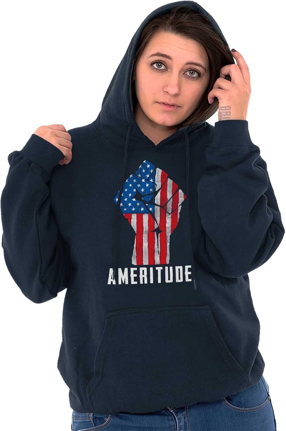 image:imageBrisco Brands American Attitude Rebel Patriot Hoodie Sweatshirt Women MenNavy
