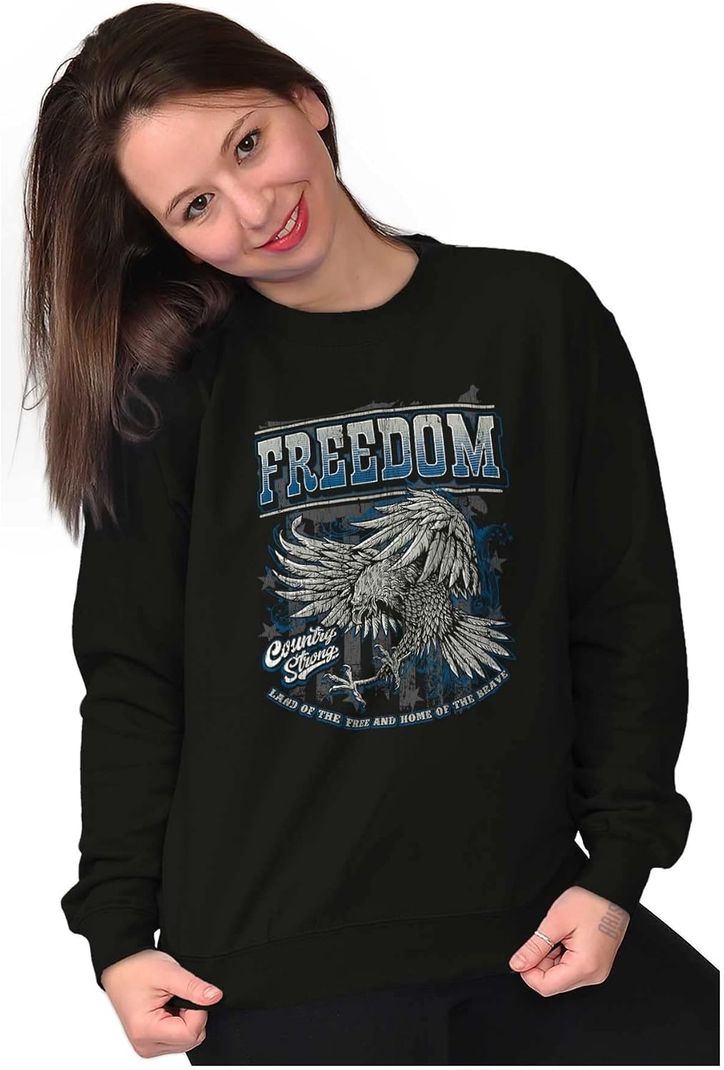image:imageBrisco Brands American Pride Brave Freedom Eagle Sweatshirt for Men or WomenBlack