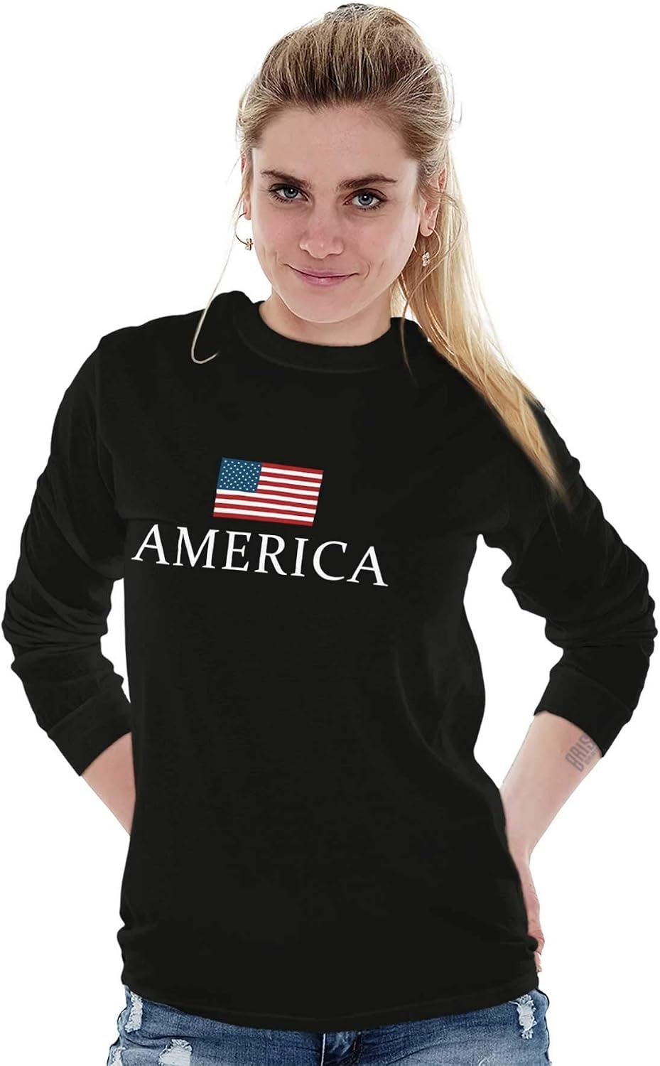 image:imageBrisco Brands American Pride Patriotic July 4th Long Sleeve Tshirt Men WomenBlack
