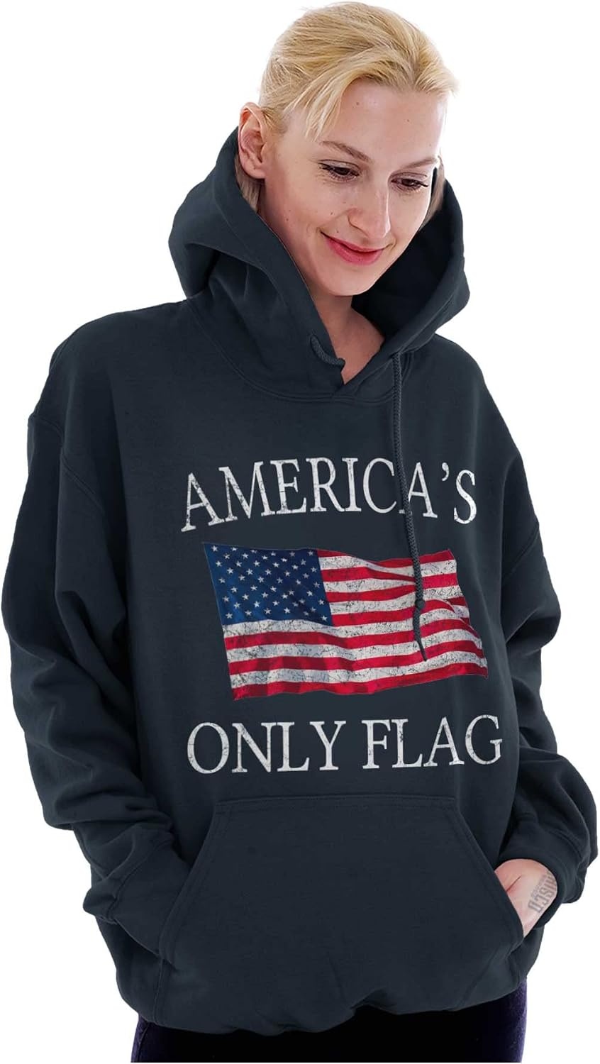 image:imageBrisco Brands Americas Only Flag American USA Pride Hoodie Sweatshirt Women MenNavy