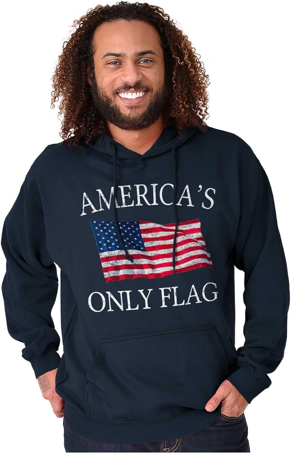 image:imageBrisco Brands Americas Only Flag American USA Pride Hoodie Sweatshirt Women MenNavy