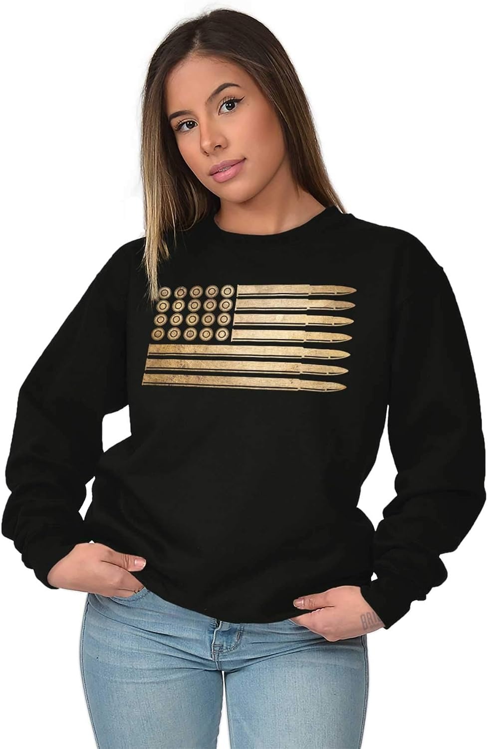 image:imageBrisco Brands Ammo Bullet 2nd Amendment Flag Sweatshirt for Men or WomenBlack