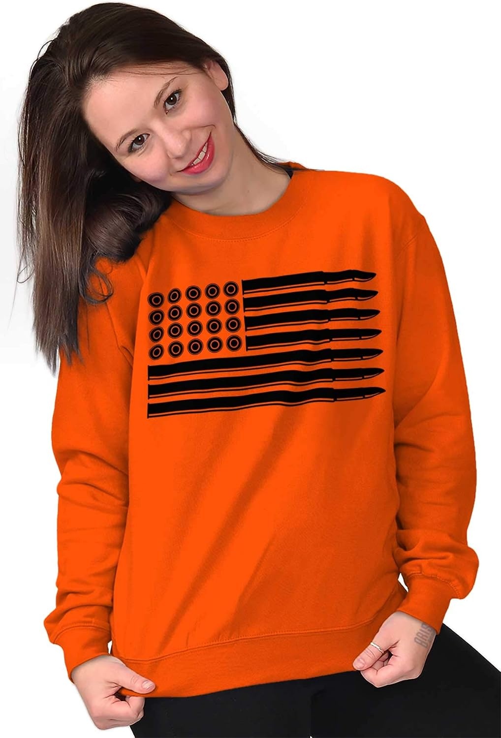 image:imageBrisco Brands Ammo Bullet 2nd Amendment Flag Sweatshirt for Men or WomenOrange